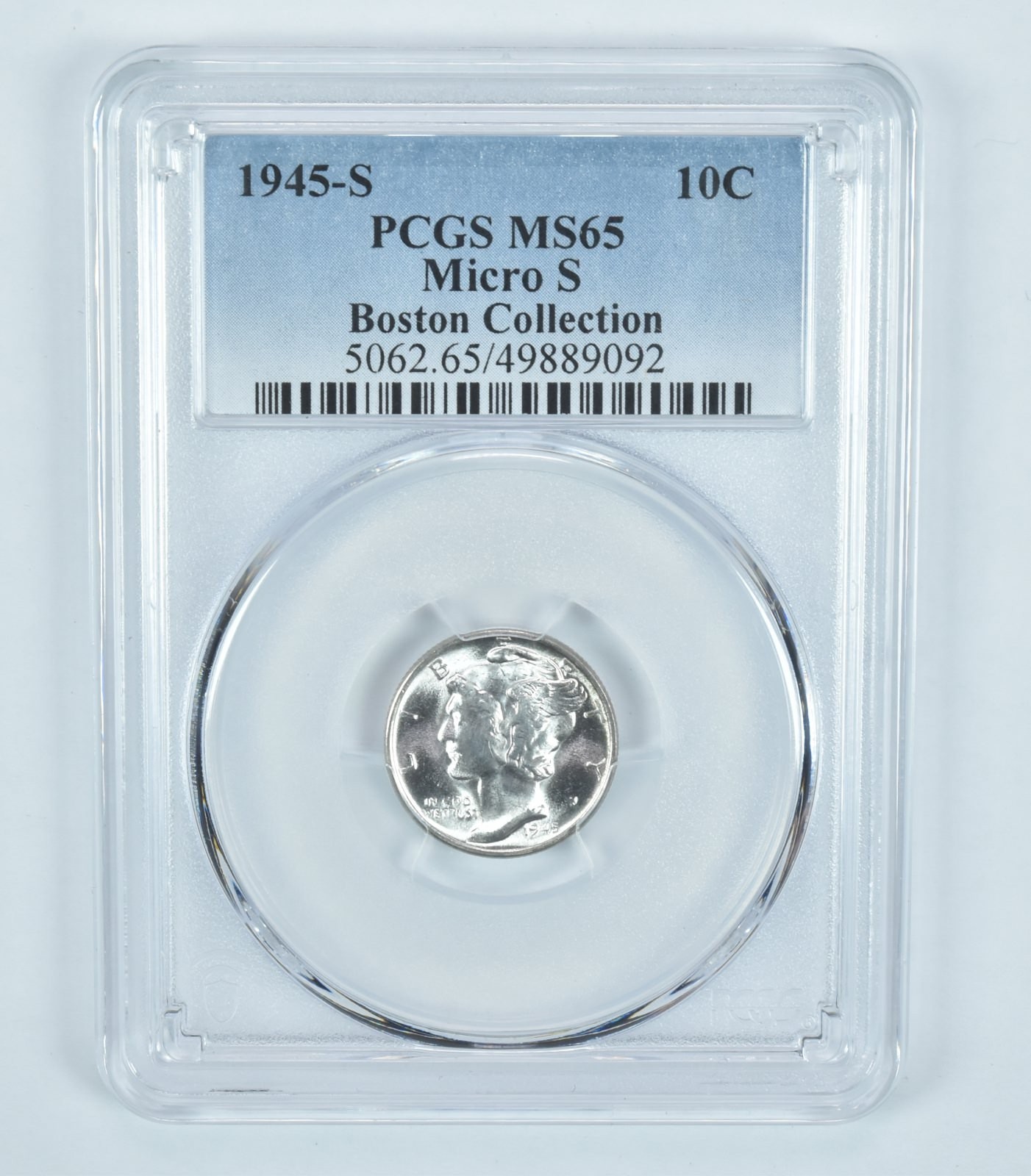 1945-S Mercury Dime Micro S Boston Collection MS65 PCGS Blue Label