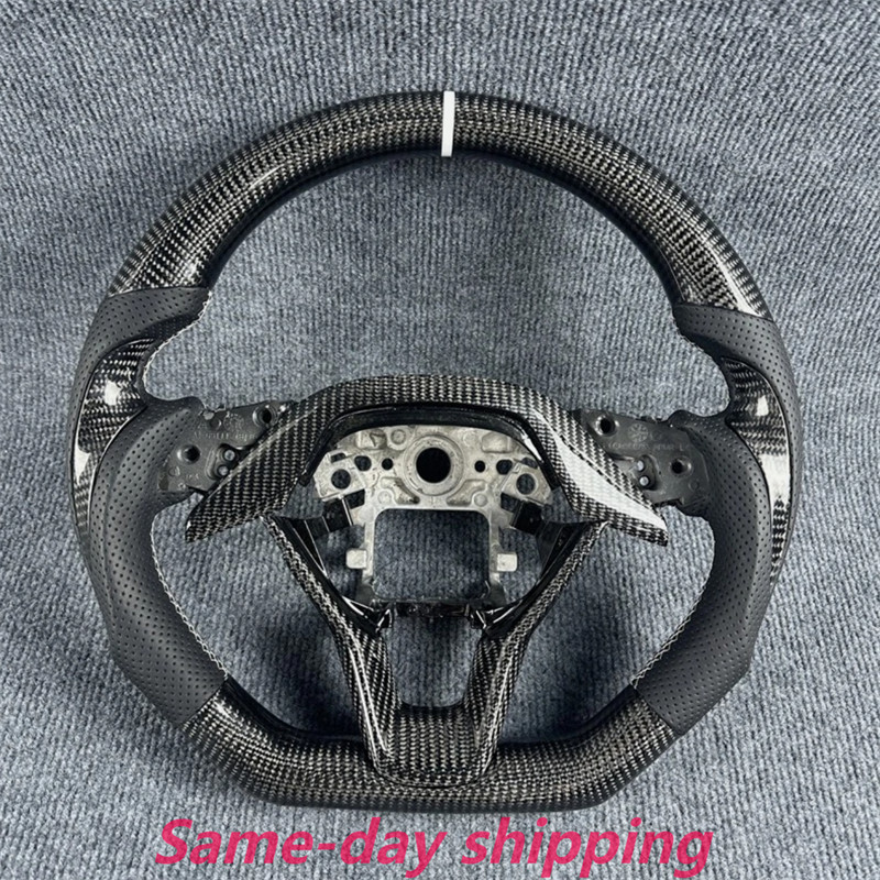 Custom black carbon fiber leather white stitch steering wheel for Honda Accord Custom black carbon fiber leather white stitch steering wheel for Honda Accord