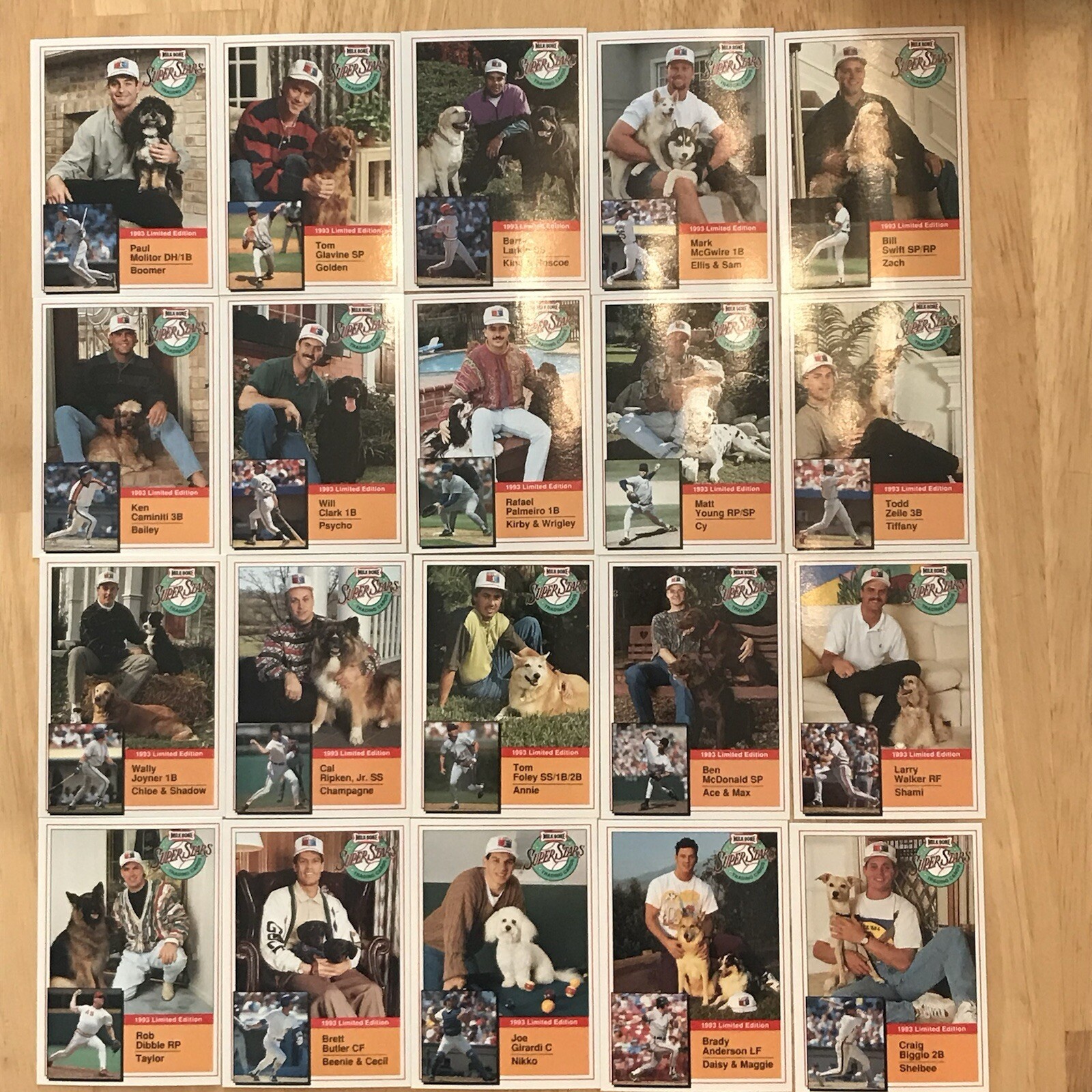 (50) Complete 1993 Milk-Bone Super Stars Limited Edition Insert Sets #1-20 (50) Complete 1993 Milk-Bone Super Stars Limited Edition Insert Sets #1-20