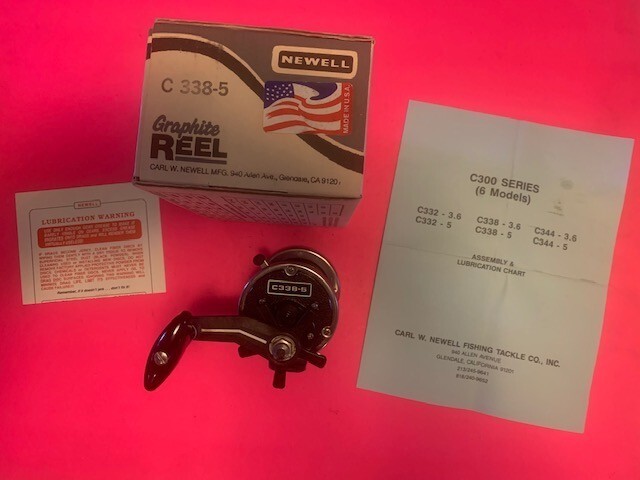NEWELL C338-5 FISHING REEL WITH THE ORIGINAL BOX ASSEMBLY & LUBRICATION CHART