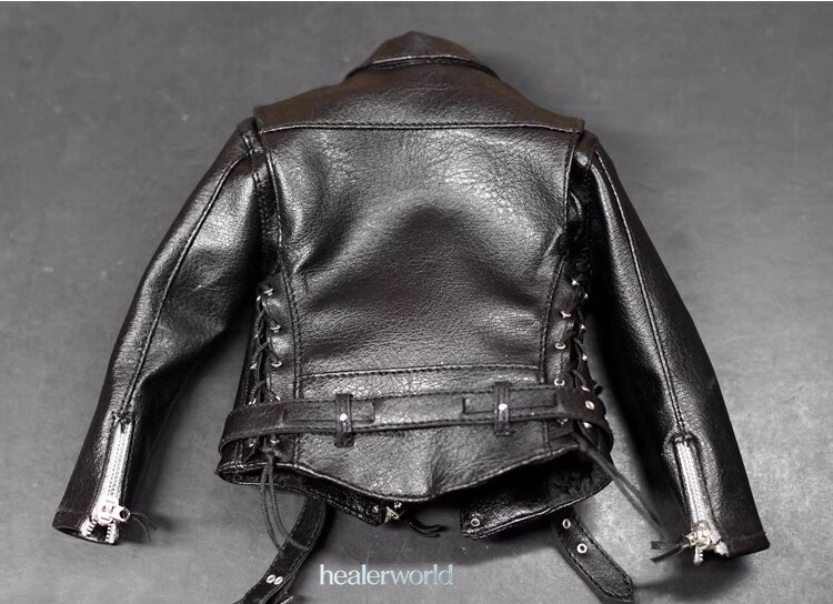 1Set 1/6 New Man Black Leather Jacket Clothes Fit For 12\