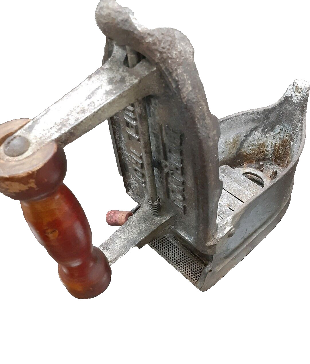 antique charcoal iron Burnot Brand Truly a rare collectors piece. with screen. antique charcoal iron Burnot Brand Truly a rare collectors piece. with screen.