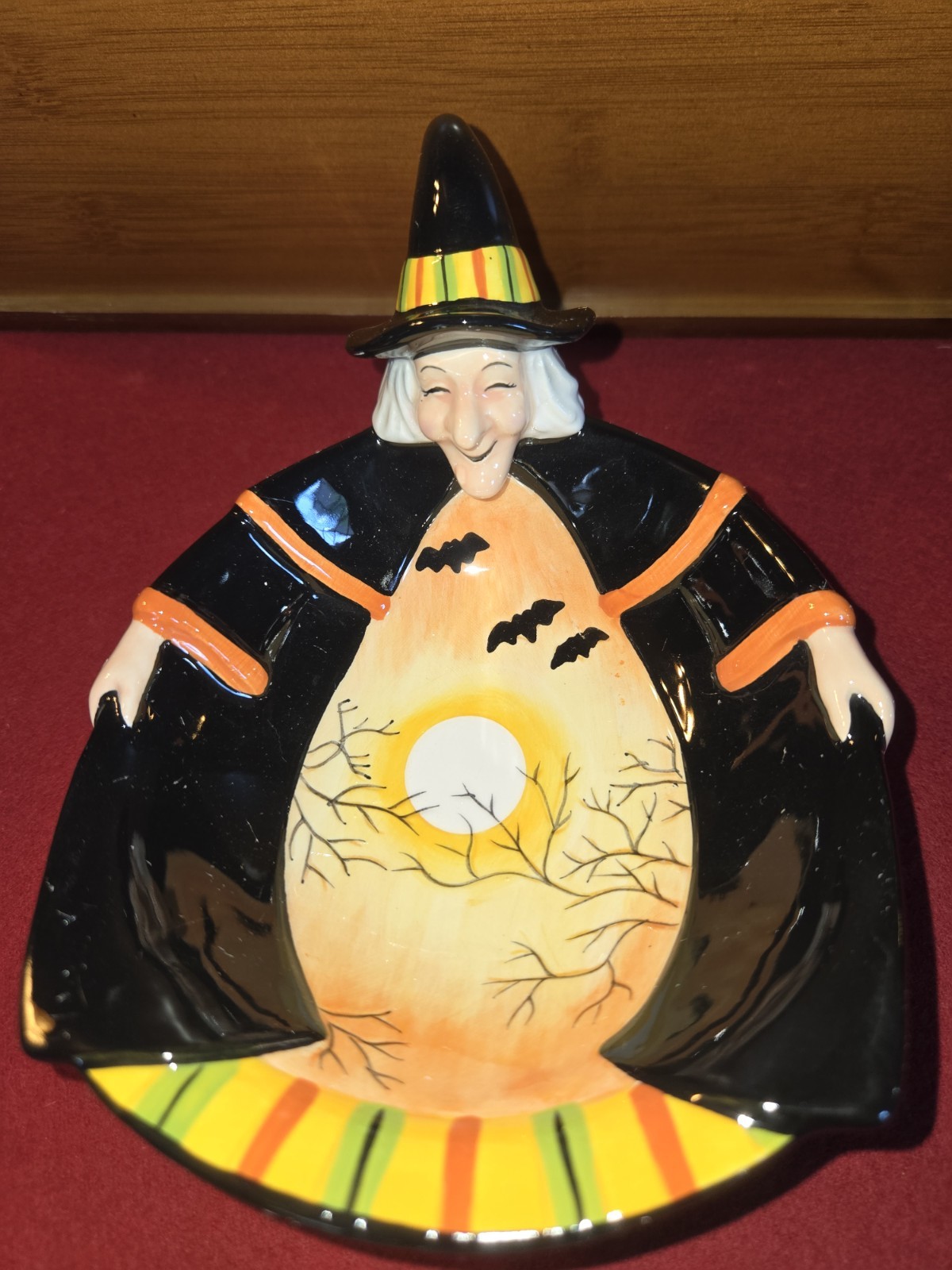 Fitz Floyd Boo Happy Witch Candy Dish Halloween Trinket Bowl New