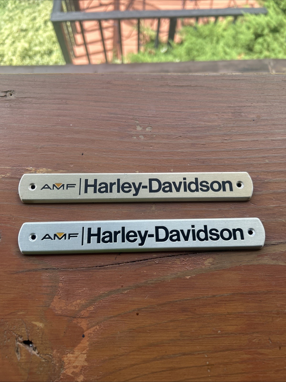 1970s AMF Harley Davidson Shovel head Tank Emblems Pair Original