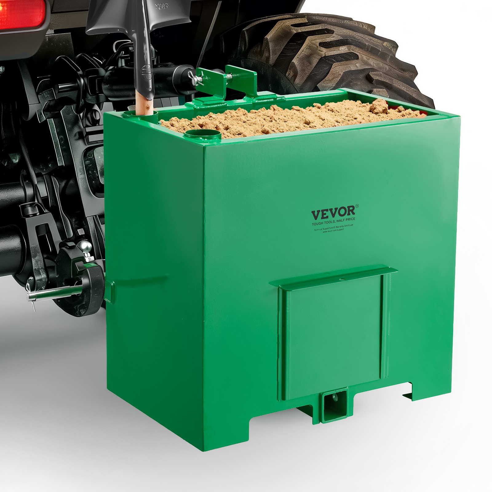 VEVOR Ballast Box 3 Point Category 1 Tractor Quick Tach Hitch 5 ft³ 800lbs Green
