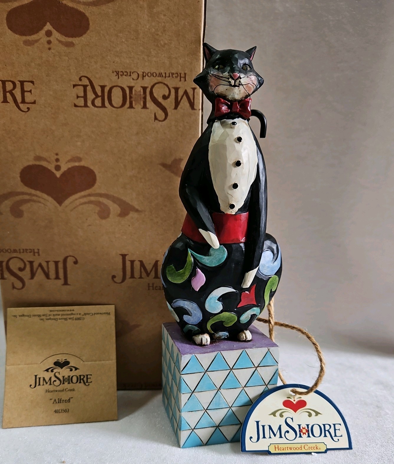 Jim Shore Heartwood Creek Alfred Tuxedo Cat Figurine 2009 with Original Box ~EUC