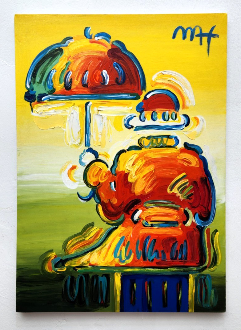 PETEX MAX 28x20 in. Painting on canvas (Umbrella man) signed & stamped. Pop art