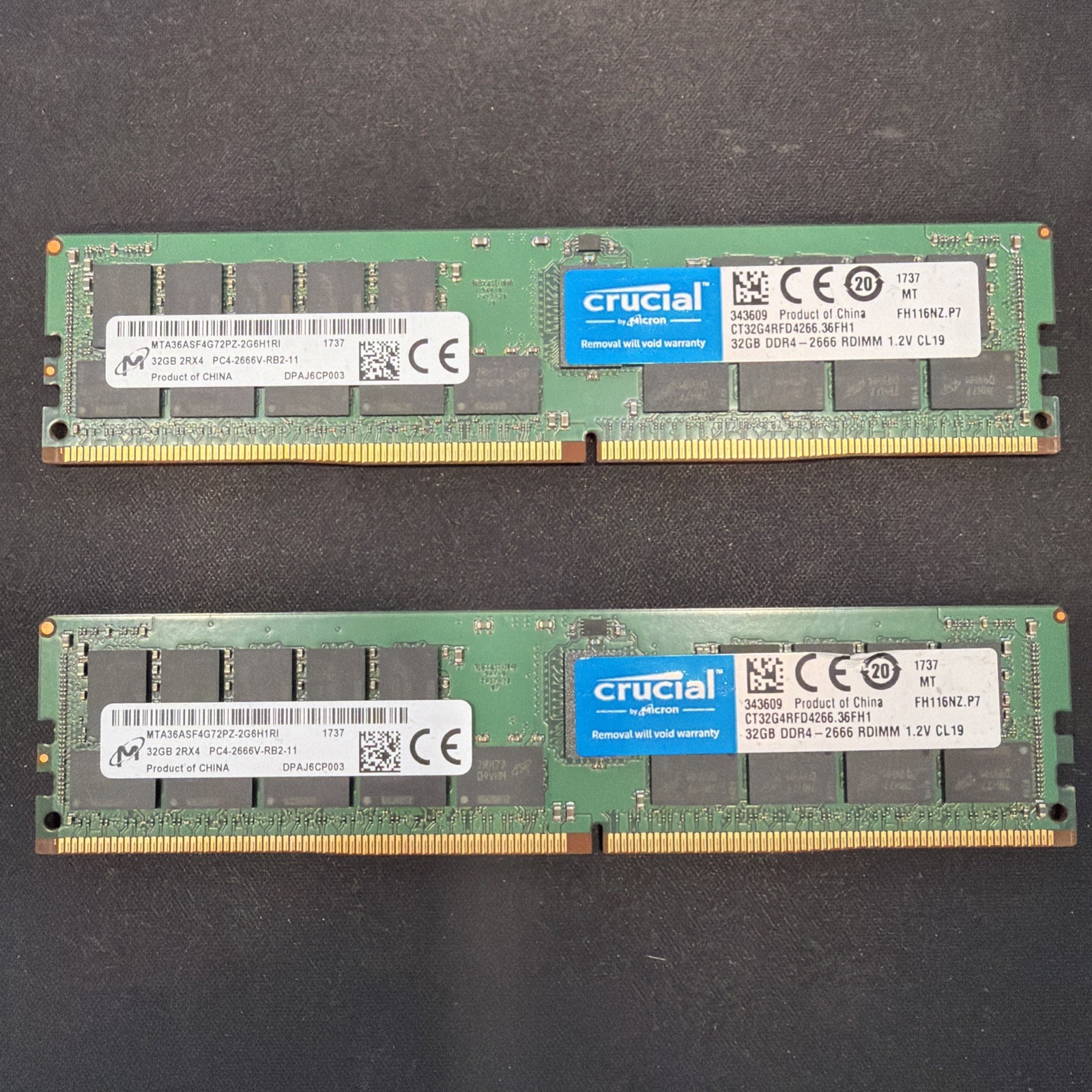 Crucial 64GB (2x32gb) ECC DDR4-2666MHZ RDIMM CT32G4RFD4266 Memory Kit 1.2V CL 19 Crucial 64GB (2x32gb) ECC DDR4-2666MHZ RDIMM CT32G4RFD4266 Memory Kit 1.2V CL 19