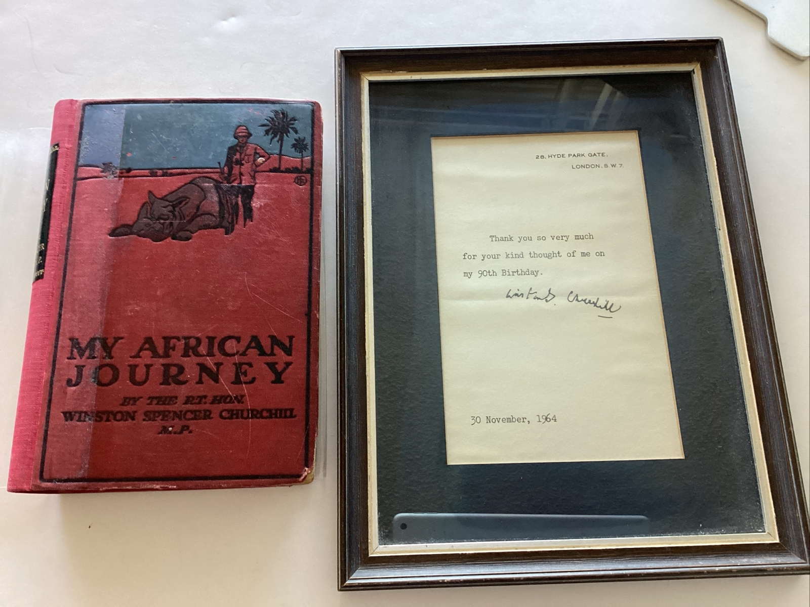 My African Journey HC 1908 W/ Winston Churchill Personal Signed Letter