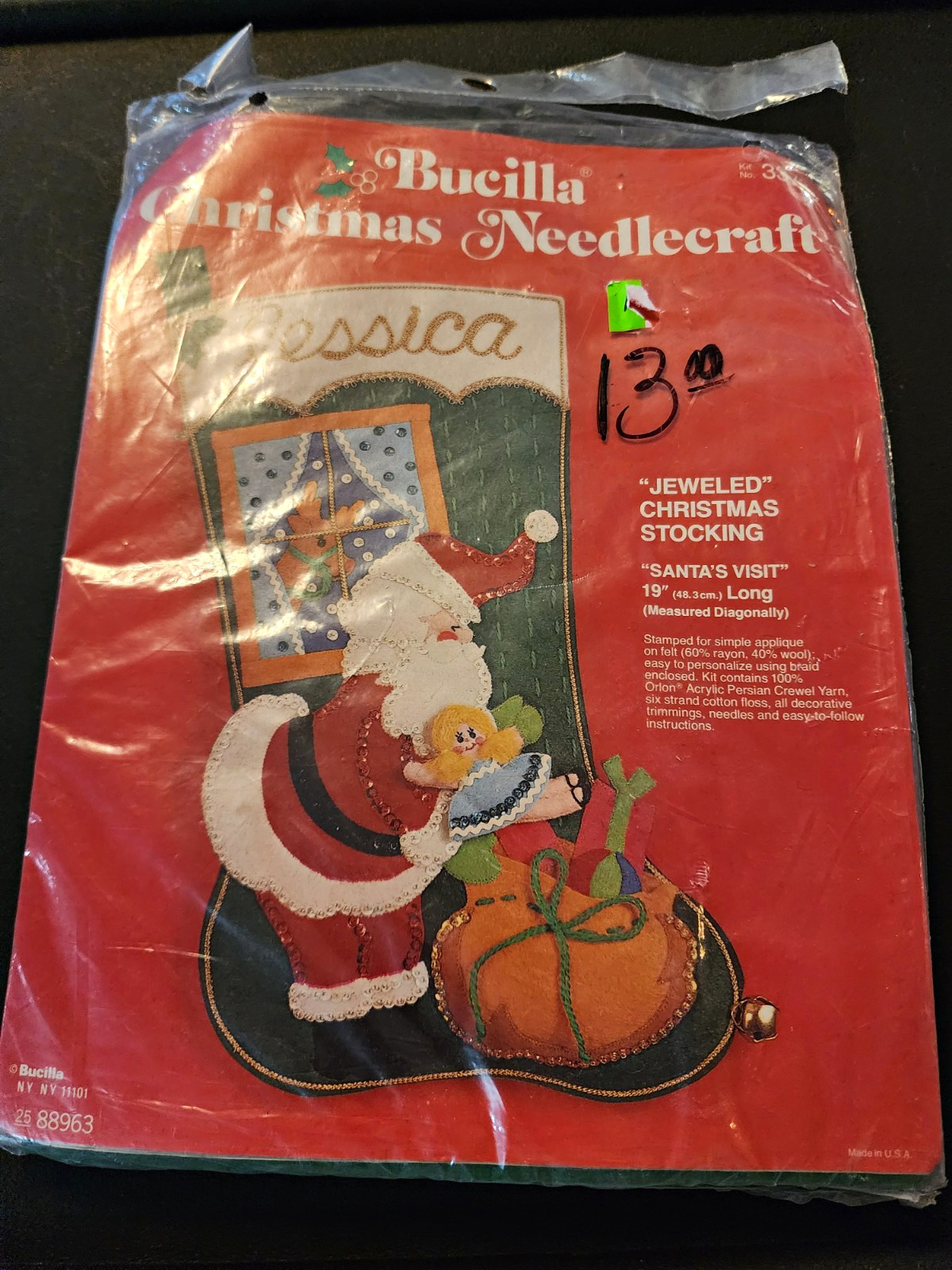 Vtg 1978 Bucilla Santa’s Visit Felt Stocking Kit 3373 Jeweled Open Box Complete Vtg 1978 Bucilla Santa’s Visit Felt Stocking Kit 3373 Jeweled Open Box Complete