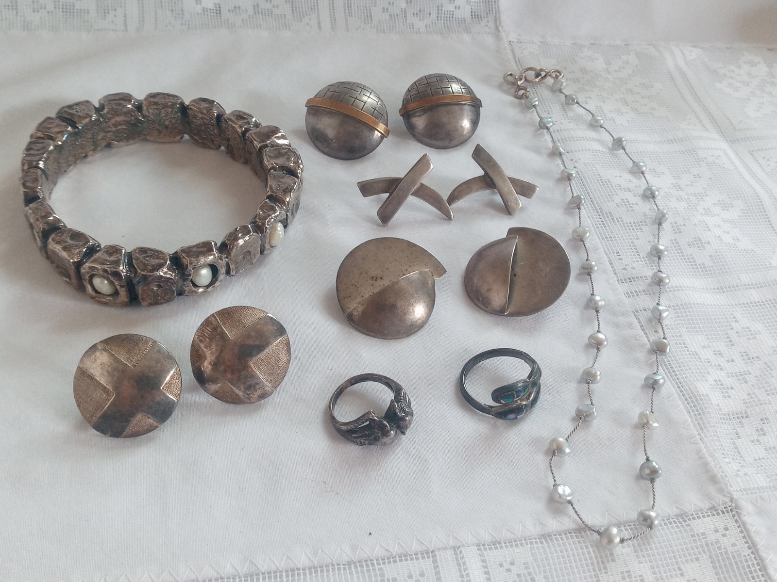 Sterling Silver 925 18K Vintage & Modern Jewelry Lot Mexico Modernist Earrings Sterling Silver 925 18K Vintage & Modern Jewelry Lot Mexico Modernist Earrings