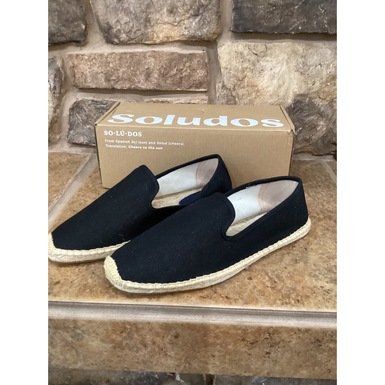 Soludos Mens The Smoking Slipper Espadrilles Noche Black Canvas 9-9.5 New
