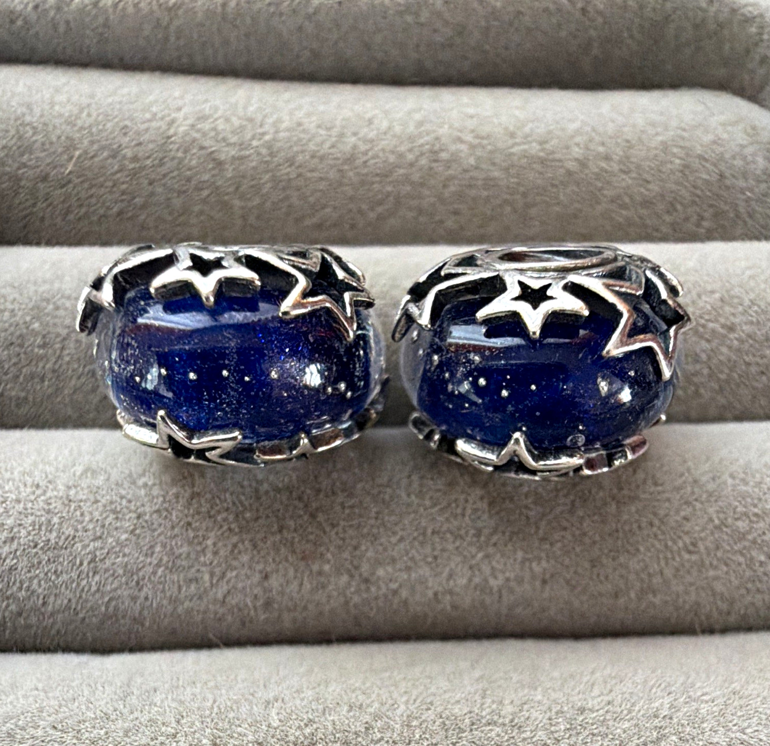 Pandora Galaxy Blue & Star Murano Glass Charms