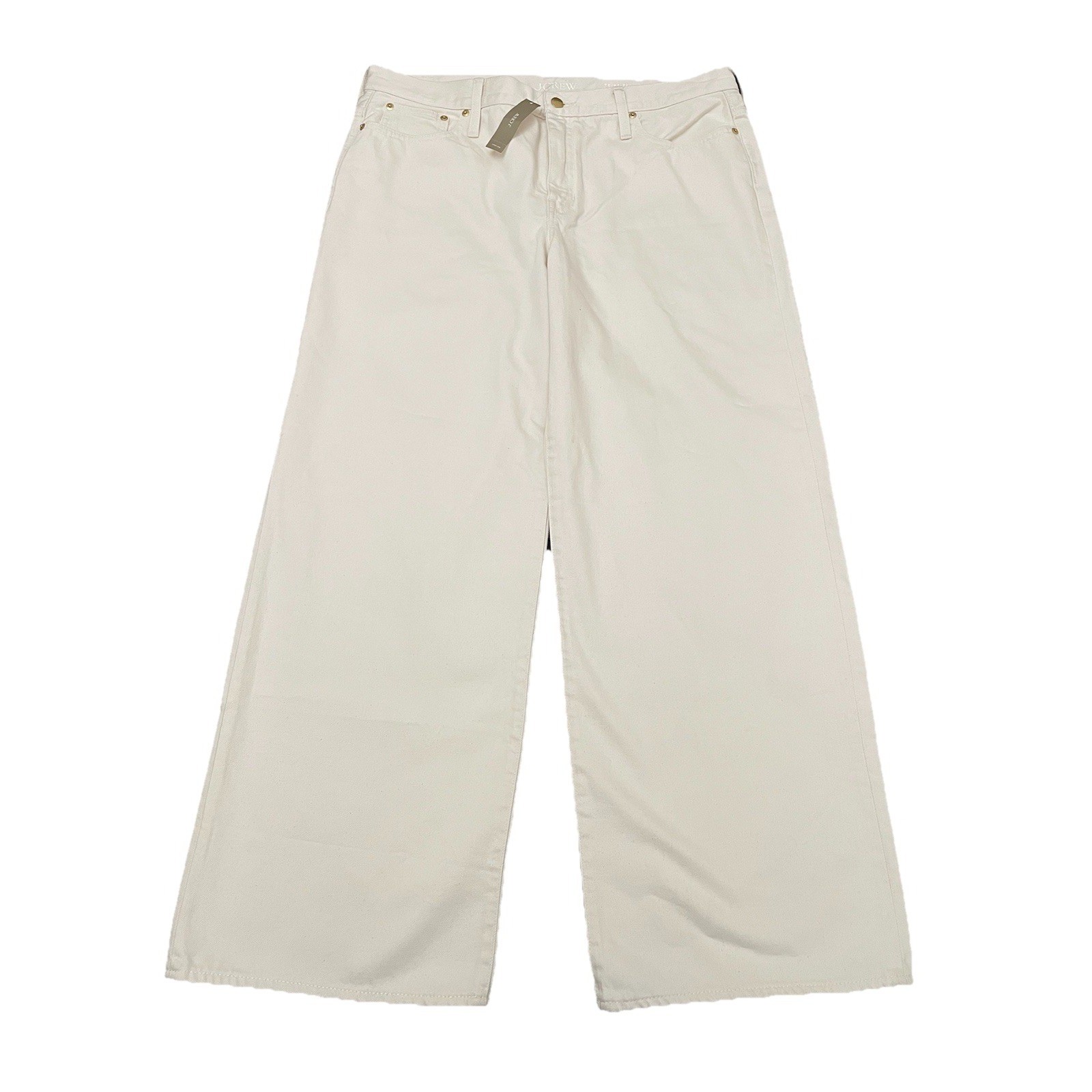 NWT J. Crew Lower Rise Super Wide Leg Jean 31 Denim Ecru Wash Beige Cream $148