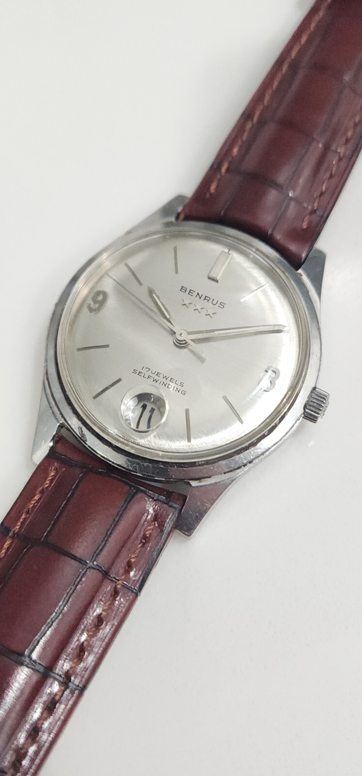Vintage BENRUS THREE STAR Day Automatic Ref 7026 Men\'s 34mm Stainles Steel Watch Vintage BENRUS THREE STAR Day Automatic Ref 7026 Men\'s 34mm Stainles Steel Watch