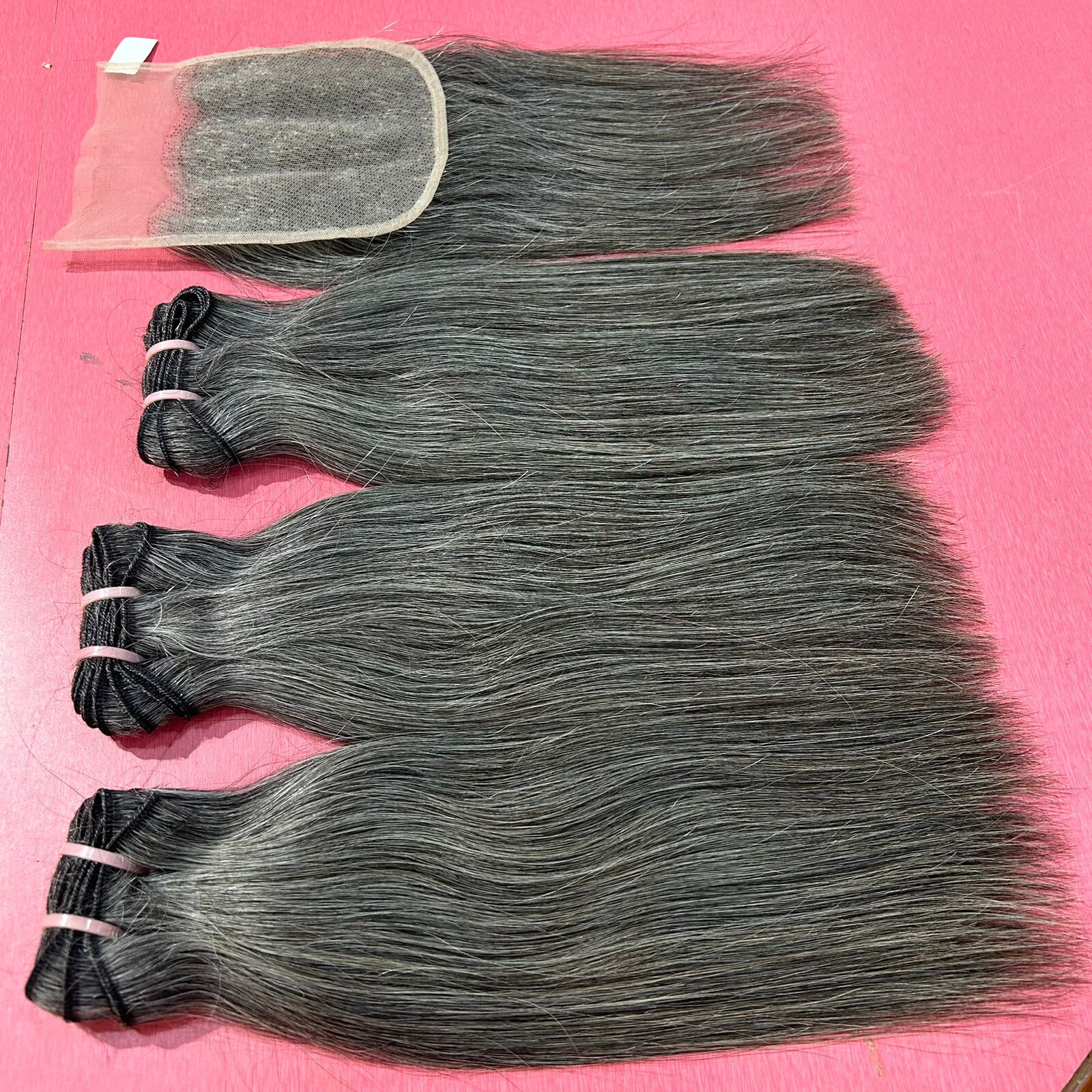 Grey Human Hair bundles with closure
