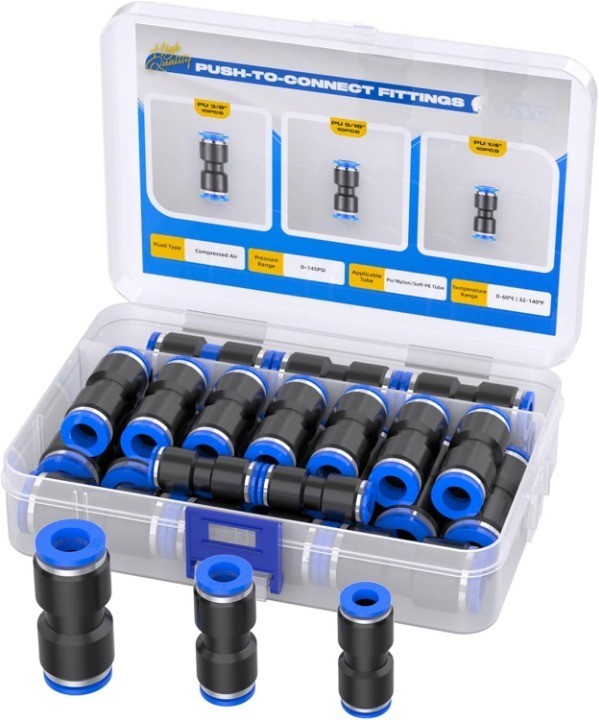 30PCS Straight Push Fittings Quick Release Pneumatic Connector Kit for Air Hose