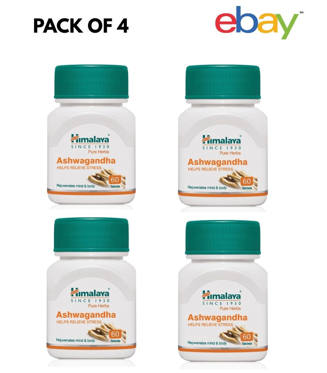 4XHimalaya Ashwagandha 60 Tabs | Natural Energy & Wellness Boost | 
