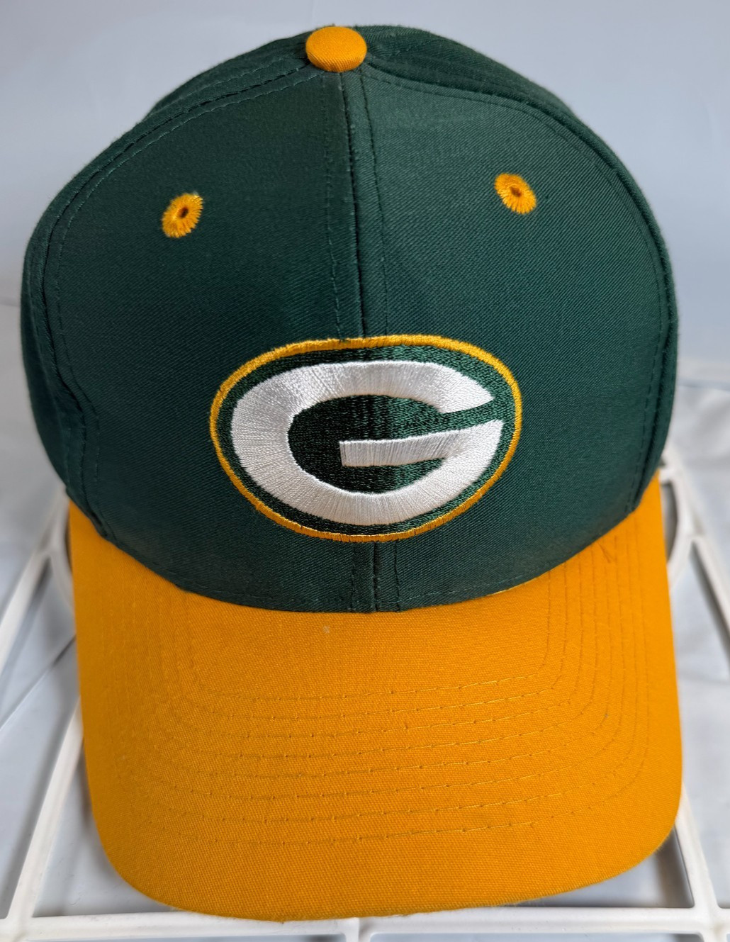 VTG Green Bay Packers Snapback Hat NFL Football Green Yellow Logo 7 Cap