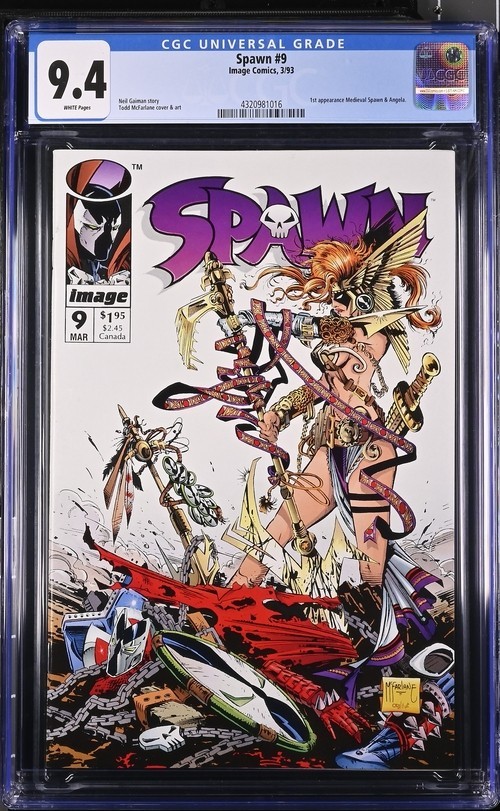 PRIMO: SPAWN #9 Gaiman McFARLANE 1st ANGELA Medieval Image comic 1993 NM 9.4 CGC