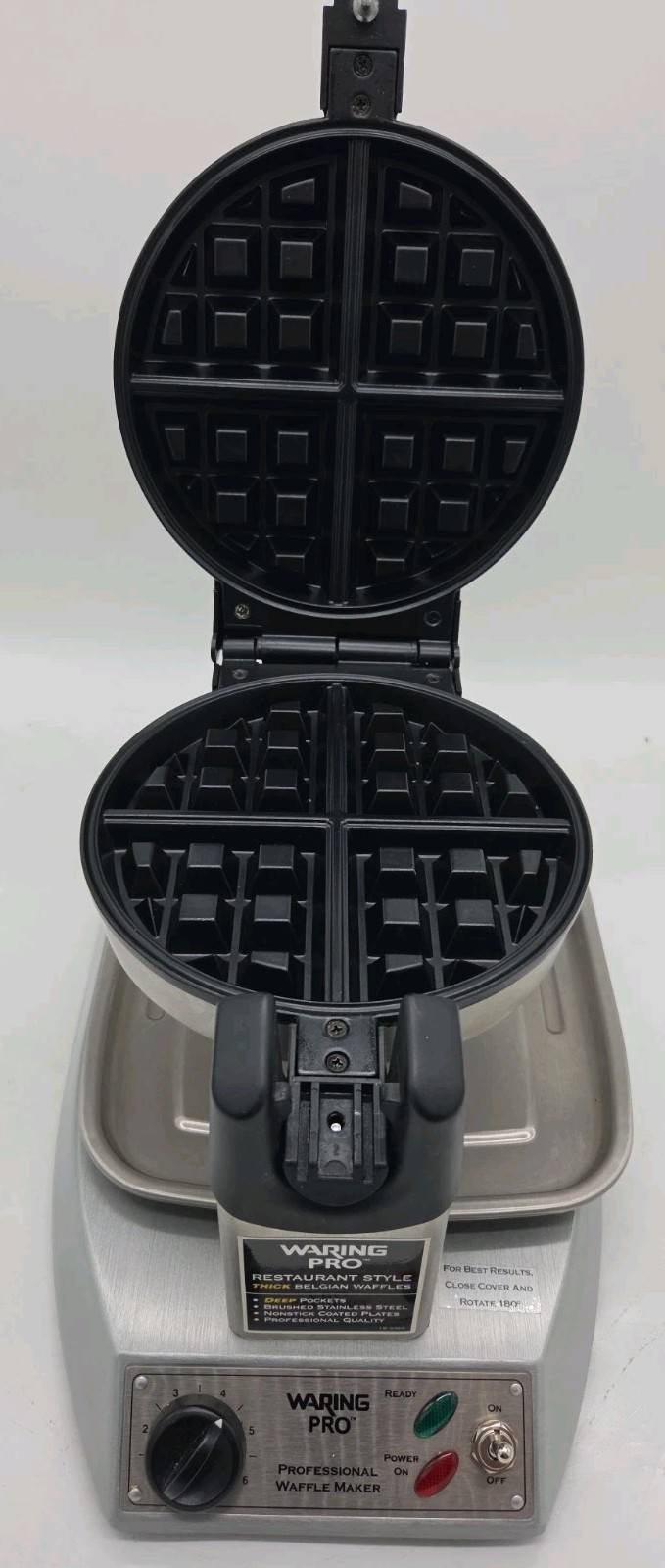 Waring Pro WMK300 Belgian Waffle Maker with Original Drip Tray - Tested Works Waring Pro WMK300 Belgian Waffle Maker with Original Drip Tray - Tested Works