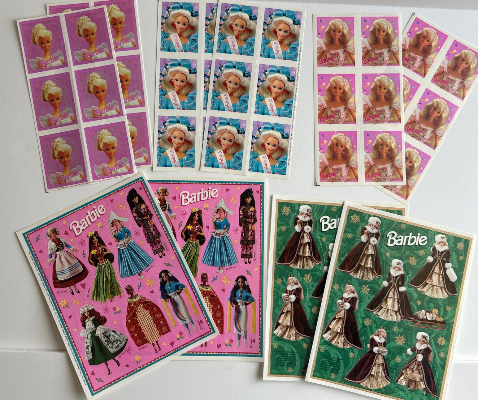 10 Sheets Vintage Barbie Stickers Lot Party Express Hallmark 90s Mattel Holiday 10 Sheets Vintage Barbie Stickers Lot Party Express Hallmark 90s Mattel Holiday