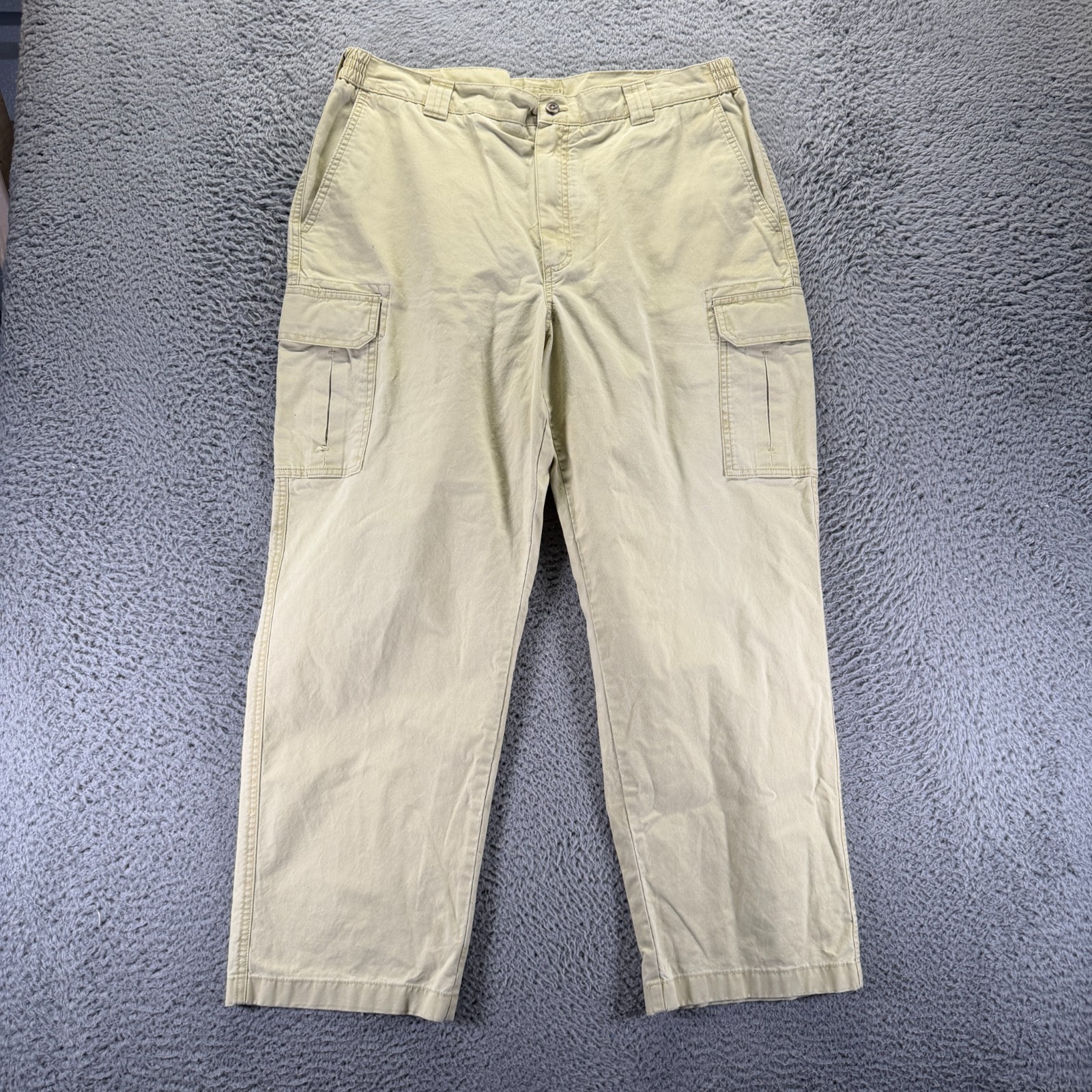 L.L.Bean Pant Mens 38x30 Beige Cotton Cargo Straight Technician Workwear Utility