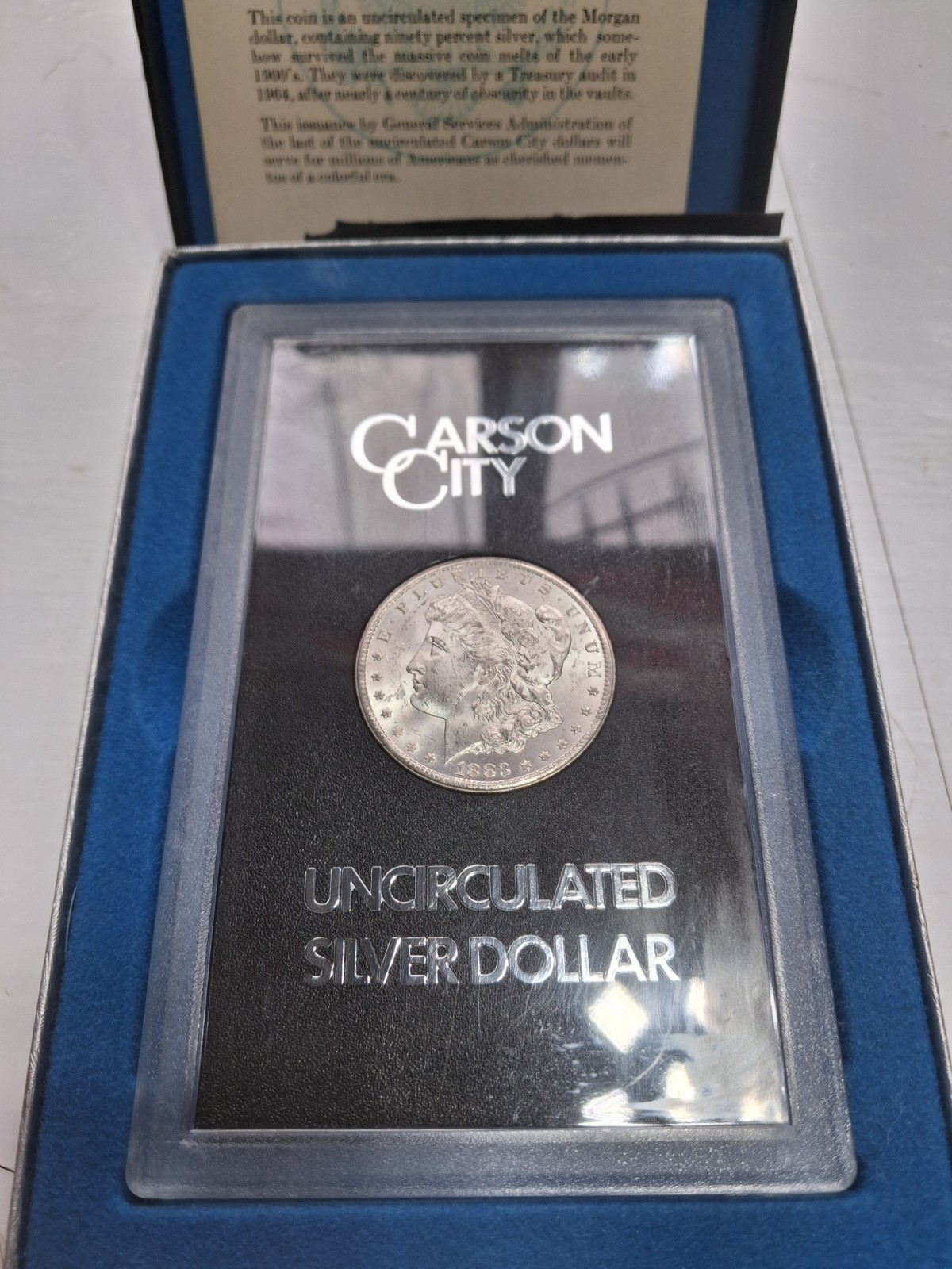1883-CC Carson City Uncirculated  Morgan Silver Dollar with Box & COA
