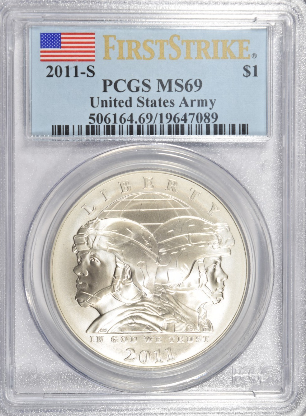 2011 S ~ US ARMY ~ GEM UNC SILVER DOLLAR COMMEMORATIVE ~ PCGS MS69