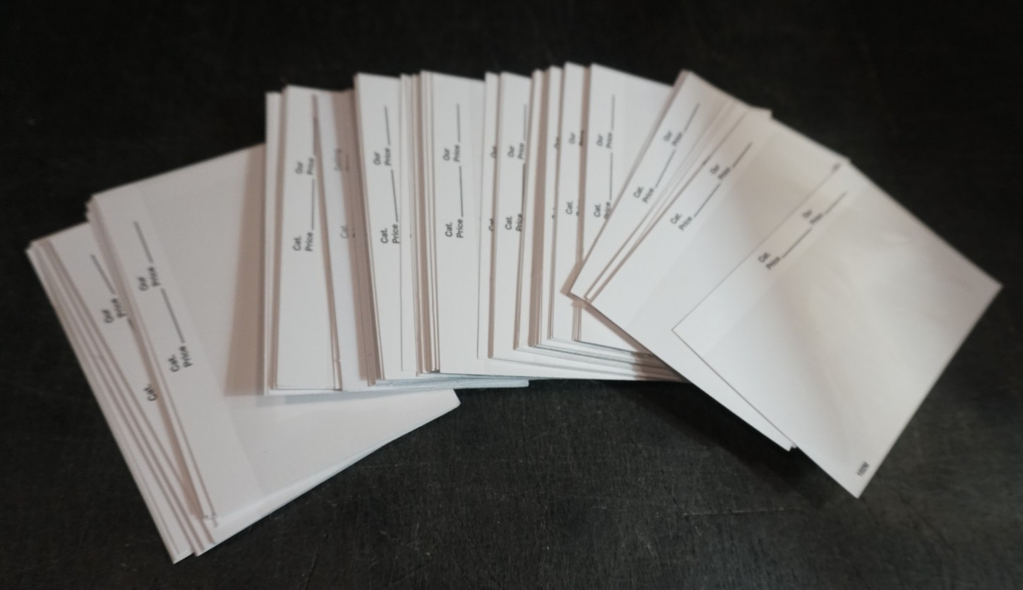 100 Stamp Dealer Cards White Background with Clear Window