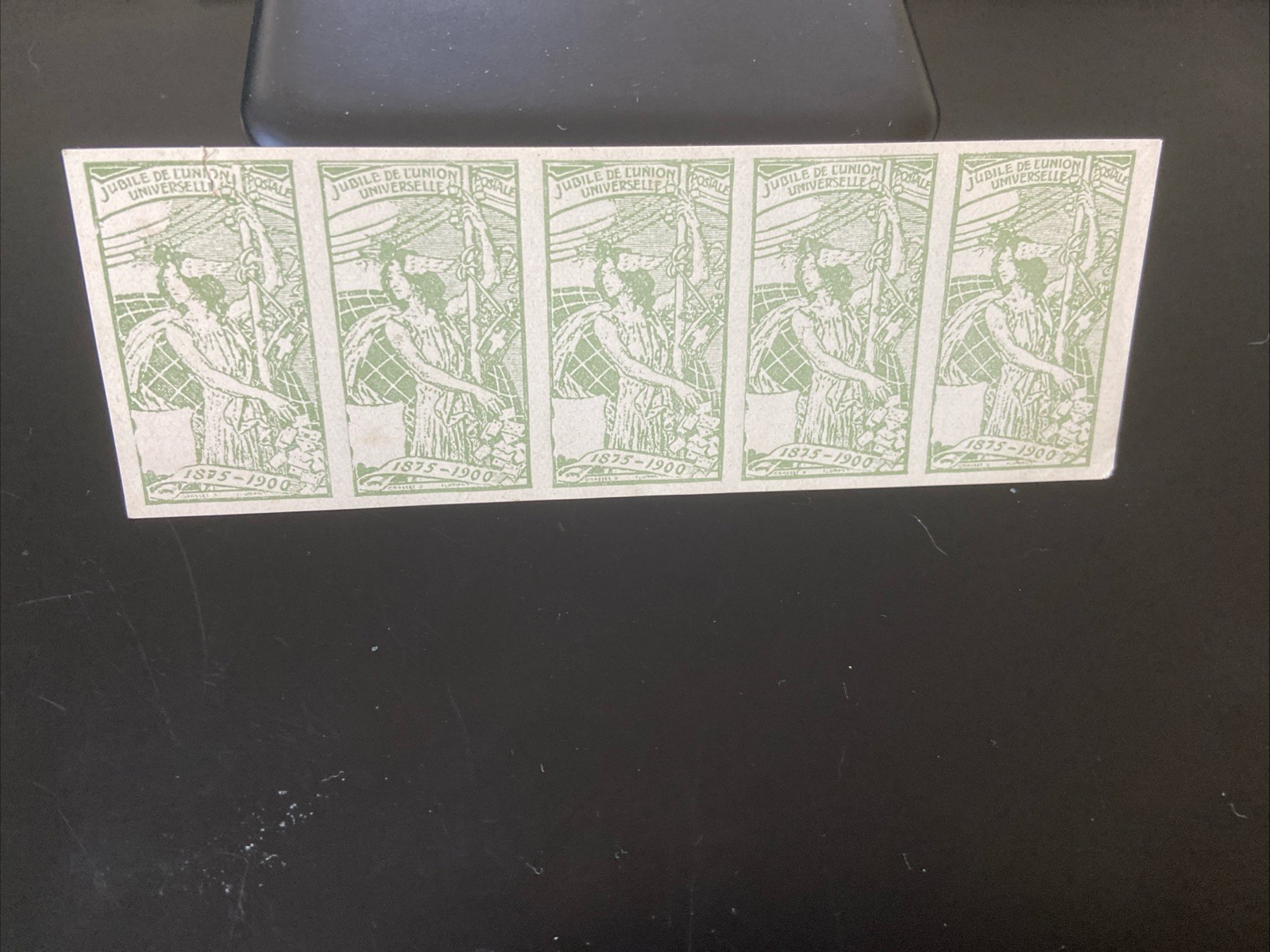 RARE Strip of 5; 1900 UPU Swiss Printers Production Material; 25th Anniversary