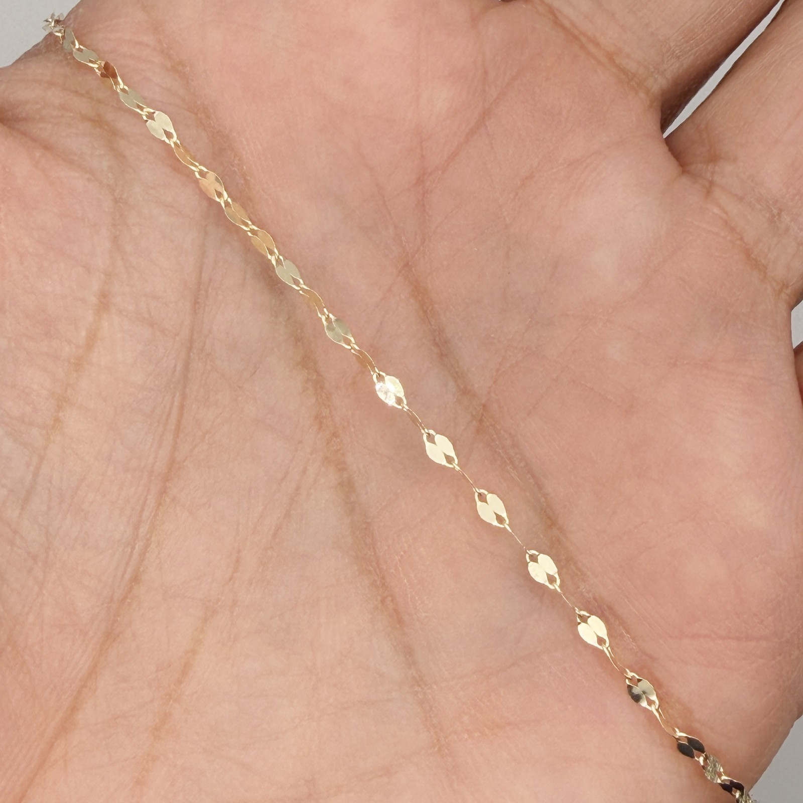 10k Yellow Gold Petal Chain Dainty Mirror Link Necklace 2mm 14 to 20 Inches 10k Yellow Gold Petal Chain Dainty Mirror Link Necklace 2mm 14 to 20 Inches