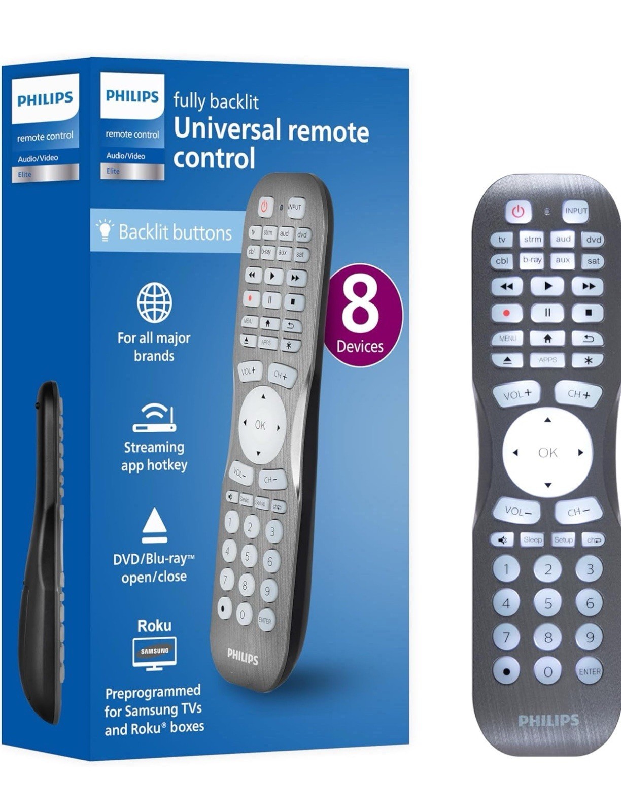 Philips Elite Plus•8 Device Audio/Video Bluetooth Programmable Universal Remote.