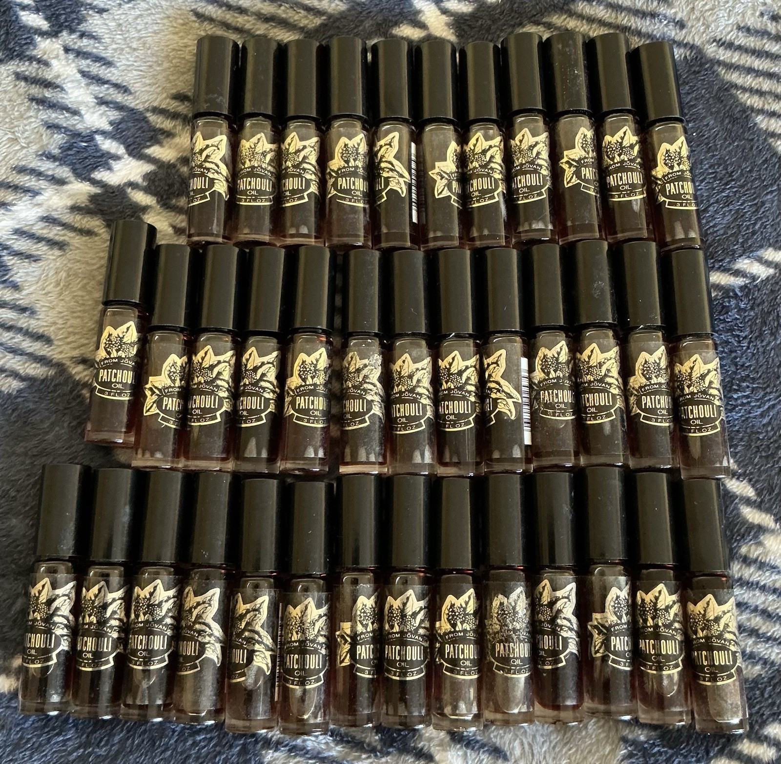 Lot Of 38 VINTAGE RARE AGED JOVAN PATCHOULI OIL PERFUME 0.3 Fl Oz Bottle NOS NEW