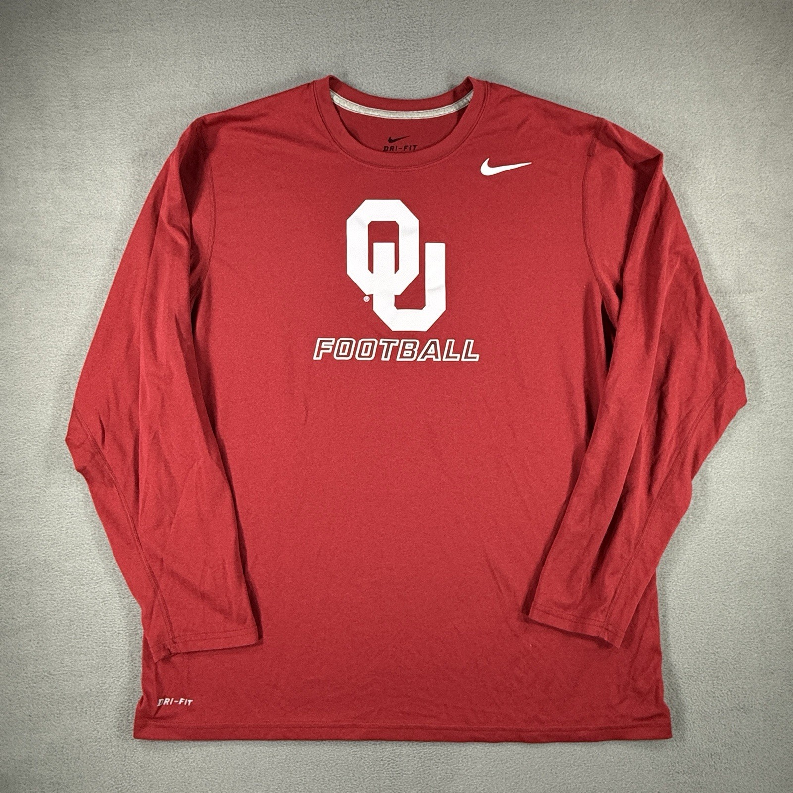 Nike Oklahoma Sooners Football OU Mens XL Long Sleeve T-Shirt Graphic Dri Fit
