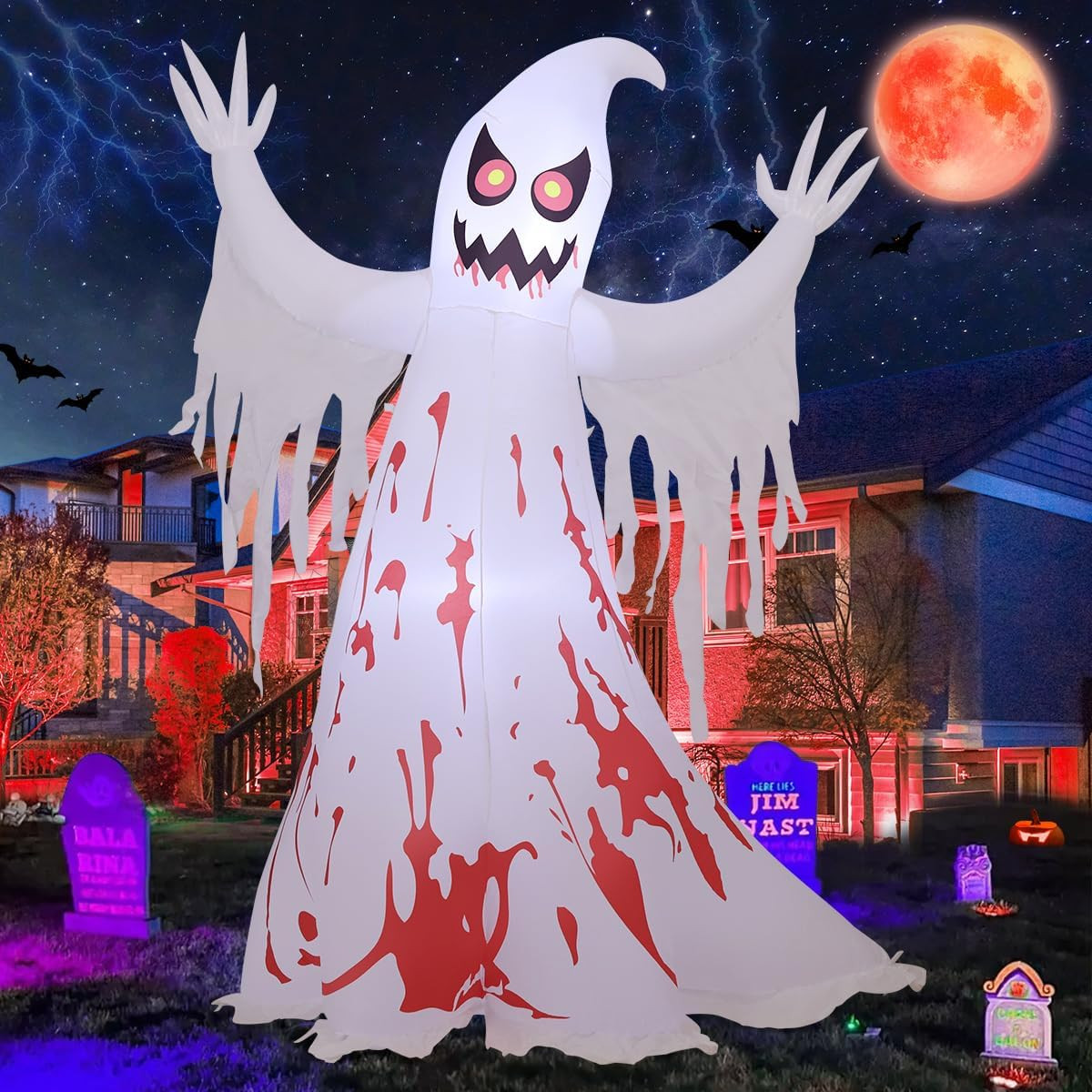8.2 FT Giant Halloween Inflatable Ghost - Outdoor Blow up Yard Decoration with B 8.2 FT Giant Halloween Inflatable Ghost - Outdoor Blow up Yard Decoration with B