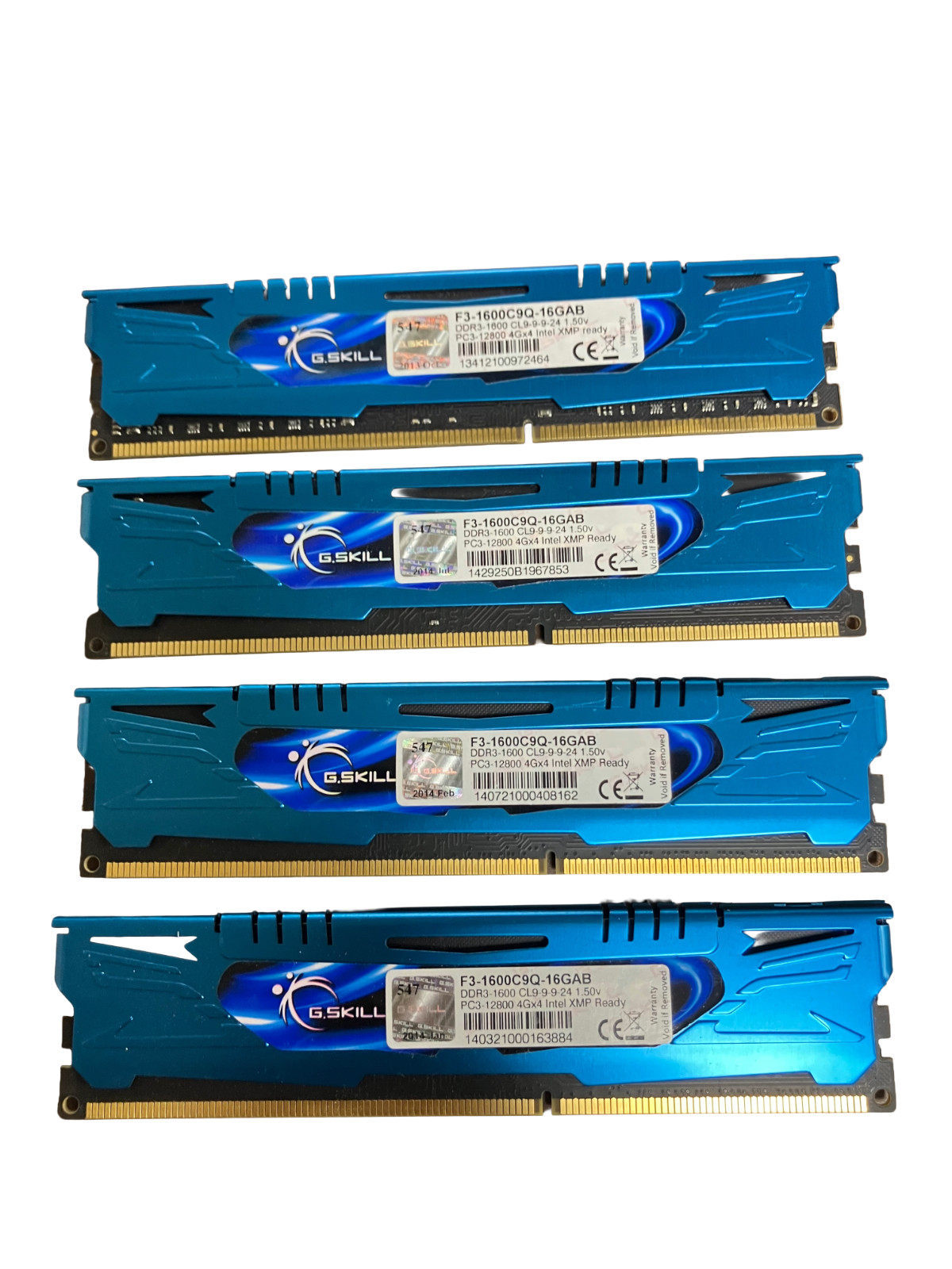 G.SKILL ARES 16GB 4X4GB PC3-12800 DDR3 Desktop Memory Kit F3-1600C9Q-16GAB Blue