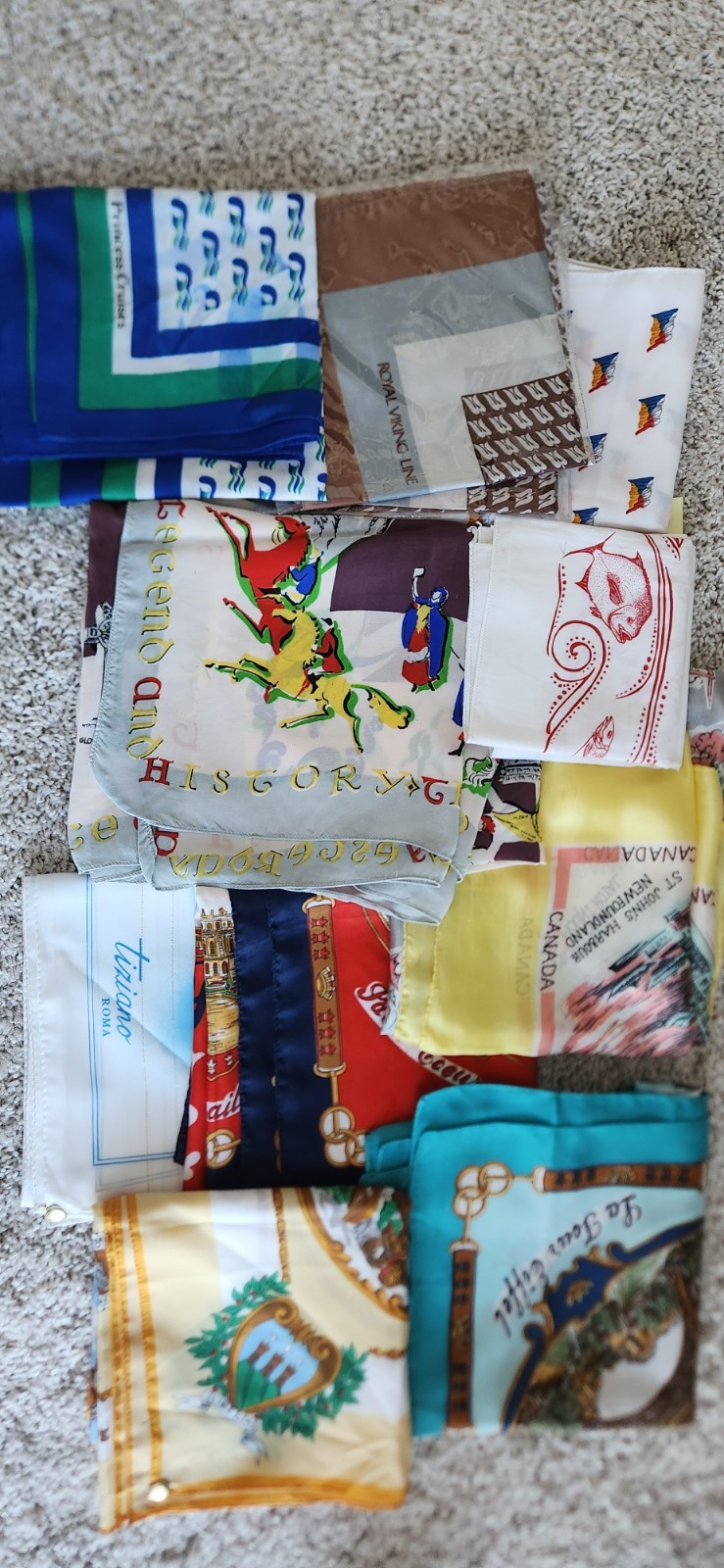 Scarfs, 11 Vintage Souviner, Collector, & Cruise Ship