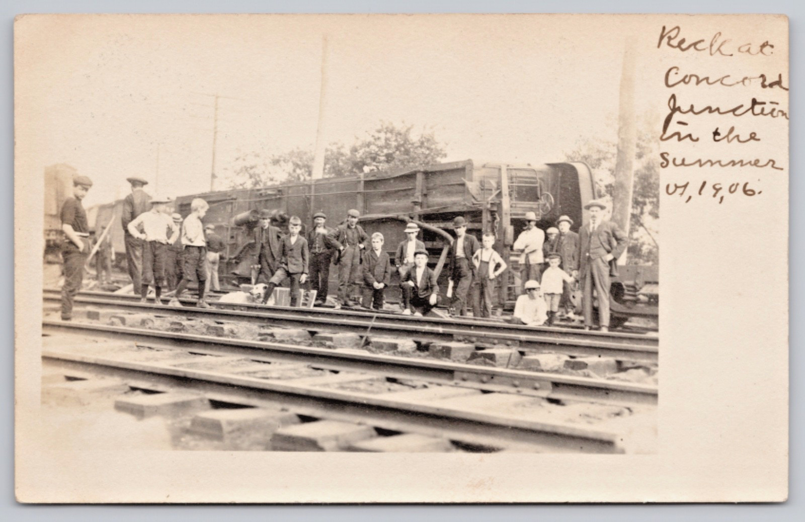 1906 RPPC Concord Junction, Mass Train Wreck Fitchburg Line Railroad MA Postcard