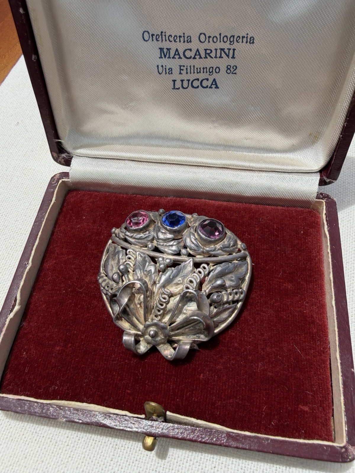 Vintage Hobe Sterling Silver Multiple Stones Brooch Signed 1940s Vintage Hobe Sterling Silver Multiple Stones Brooch Signed 1940s
