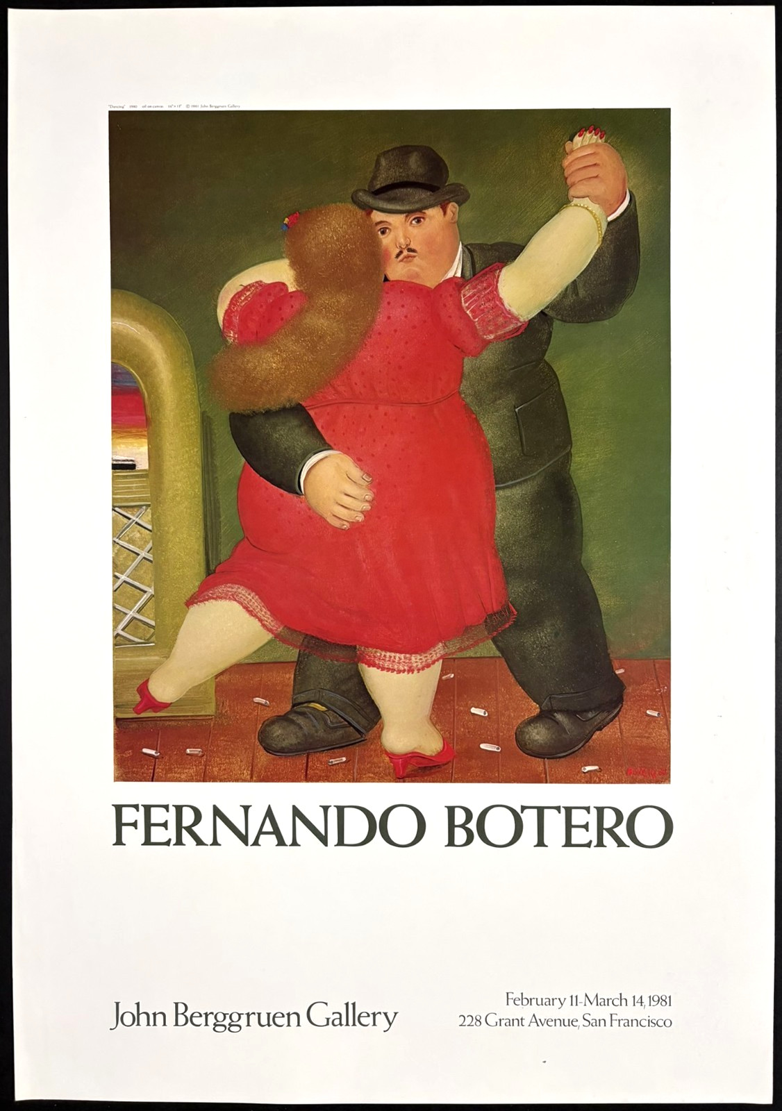 Vintage Fernando Botero Dancing 1981 Exhibition Art Poster Berggruen Gallery SF