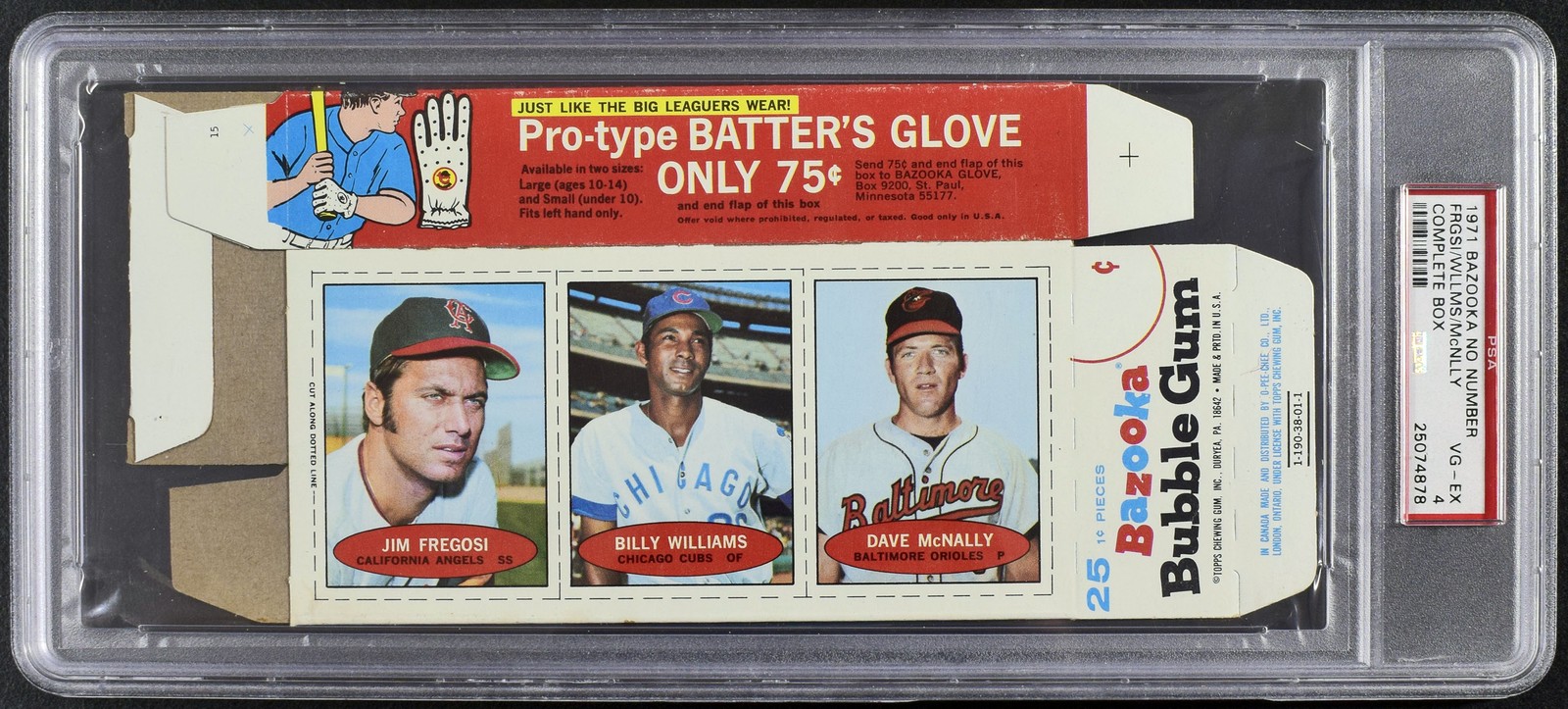 1971 Bazooka No Number Fregosi/McNally/B. Williams Full Box PSA 4 732767