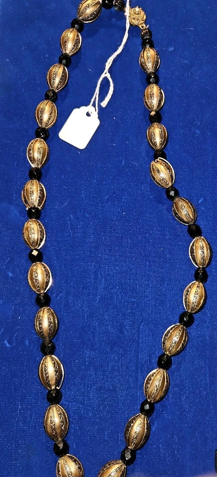 Vintage Original By Robert Black Faceted Glass & Goldtone Beaded Necklace 24\