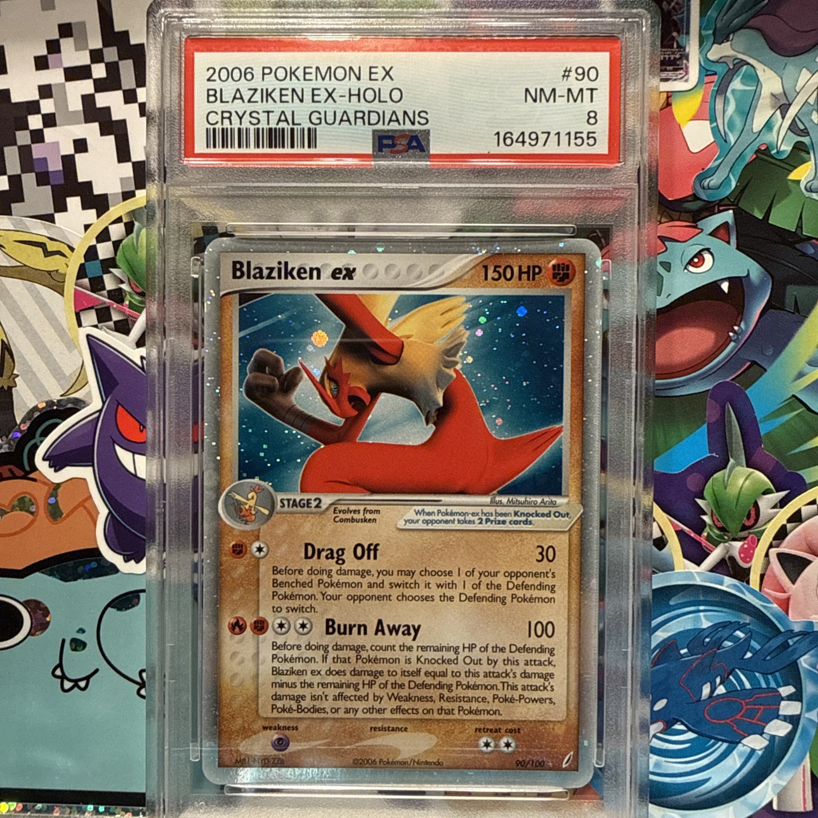 2006 Pokemon Ex Blaziken 90/100 Ex-Holo Crystal Guardians PSA Near Mint- Mint 8
