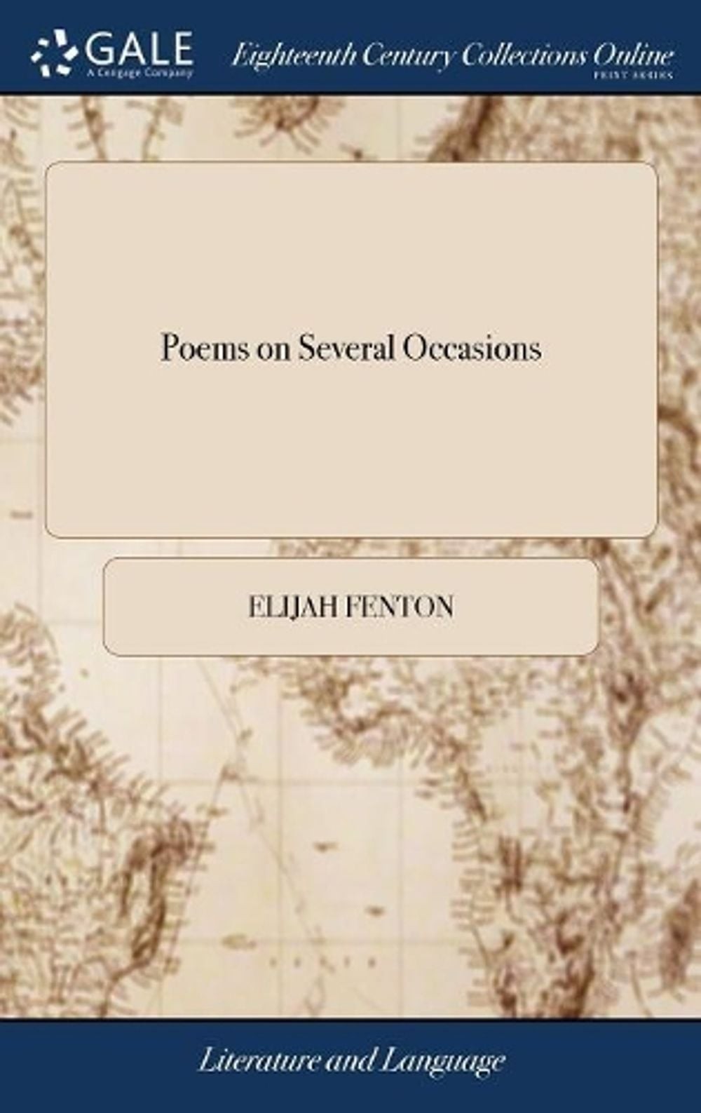 Poems on Several Occasions by Elijah Fenton Hardcover Book
