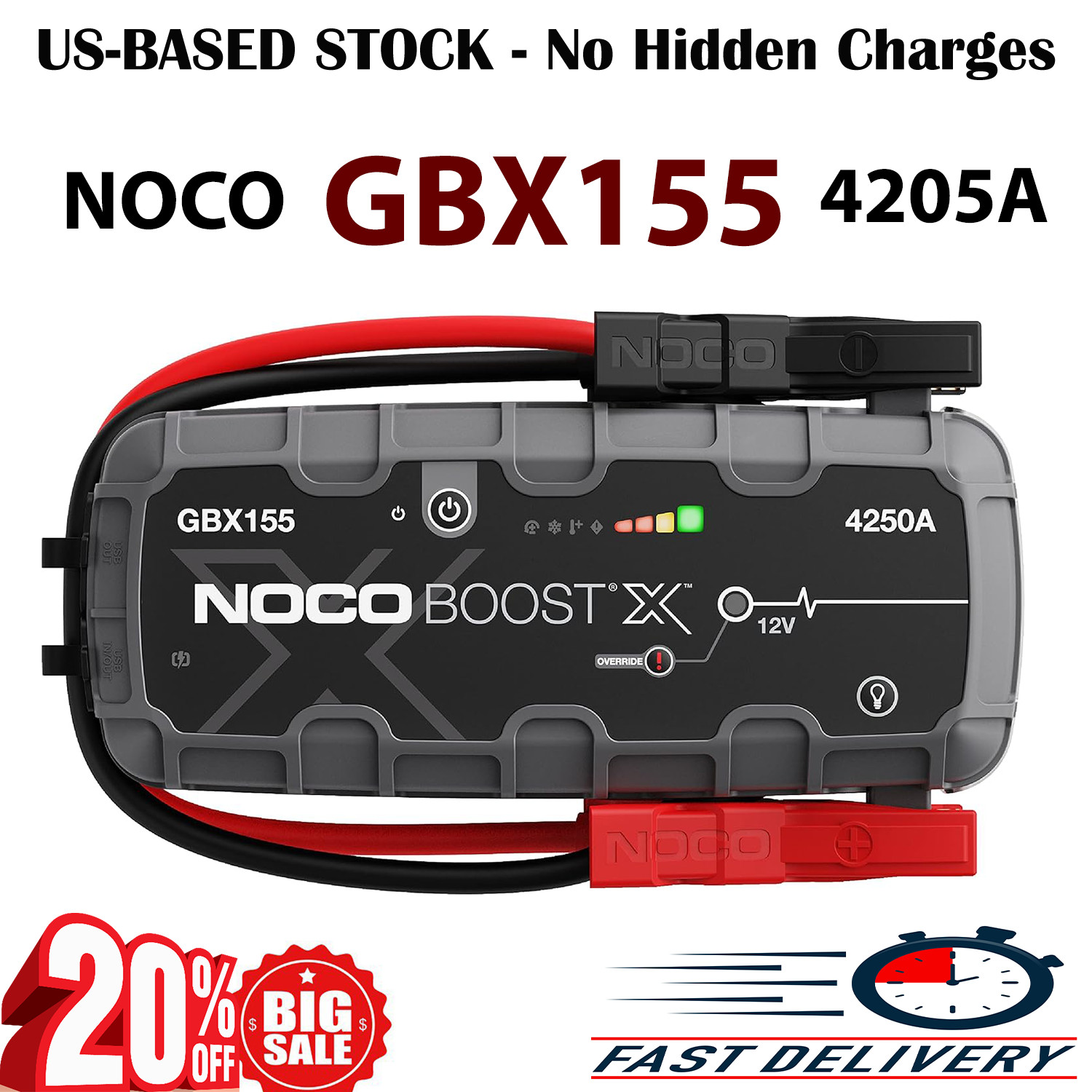 NOCO Boost X GBX155 4250A 12V UltraSafe Lithium Jump Starter for Vehicles NOCO Boost X GBX155 4250A 12V UltraSafe Lithium Jump Starter for Vehicles