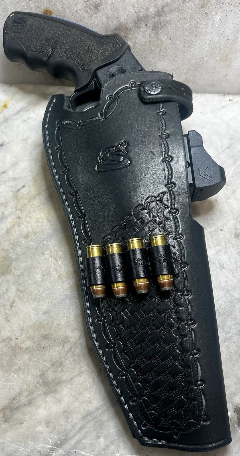 Leather Holster For The Rossi Brawler .45 / .410 Caliber Handcrafted And Sewn. Leather Holster For The Rossi Brawler .45 / .410 Caliber Handcrafted And Sewn.