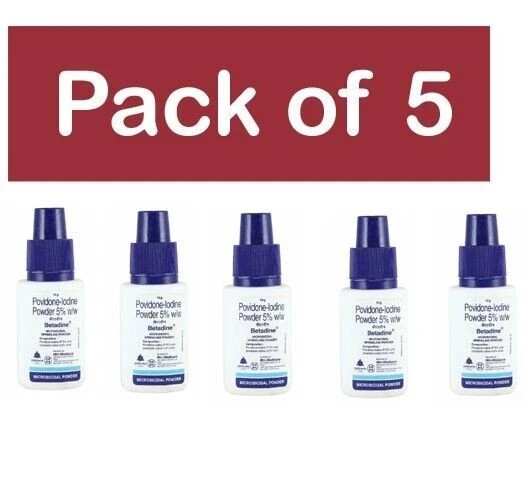 5 x Betadine Powder 10g Each For Wound Infection , First Aid Use 5 x Betadine Powder 10g Each For Wound Infection , First Aid Use
