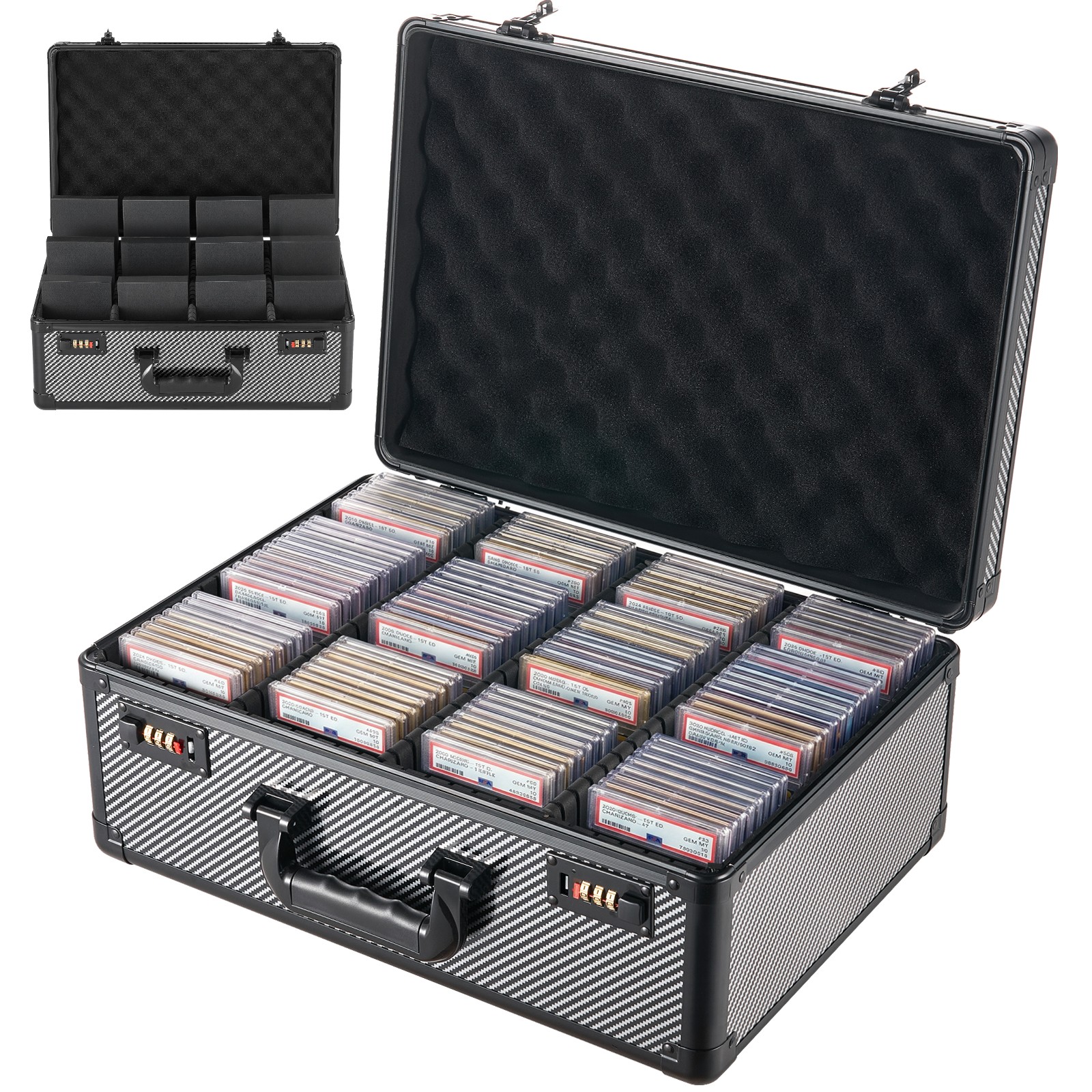 VEVOR Graded Card Case 4 Row 162 PSA Slab Storage Box with Lock 12 Dividers