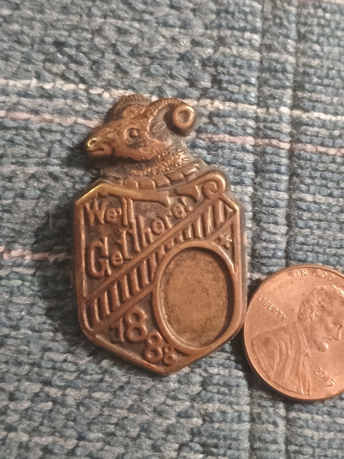 1888 Grover Cleveland Ram's Head Shell Political Pin 